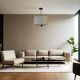 Stylish Chandelier with Metal Body & Bamboo Cap, 45 cm Diameter, Adjustable Height, E27 Socket, Grey & Black | Perfect for Modern Interiors