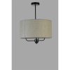 Stylish Chandelier with Metal Body & Bamboo Cap, 45 cm Diameter, Adjustable Height, E27 Socket, Grey & Black | Perfect for Modern Interiors