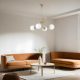 Elegant Metal Chandelier with Glass Cap, 65 cm Diameter, 70 cm Height | E27 Socket, Max 40W | White & Gold Finish, Perfect for Modern Interiors