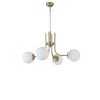 Elegant Metal Chandelier with Glass Cap, 65 cm Diameter, 70 cm Height | E27 Socket, Max 40W | White & Gold Finish, Perfect for Modern Interiors