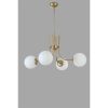 Elegant Metal Chandelier with Glass Cap, 65 cm Diameter, 70 cm Height | E27 Socket, Max 40W | White & Gold Finish, Perfect for Modern Interiors