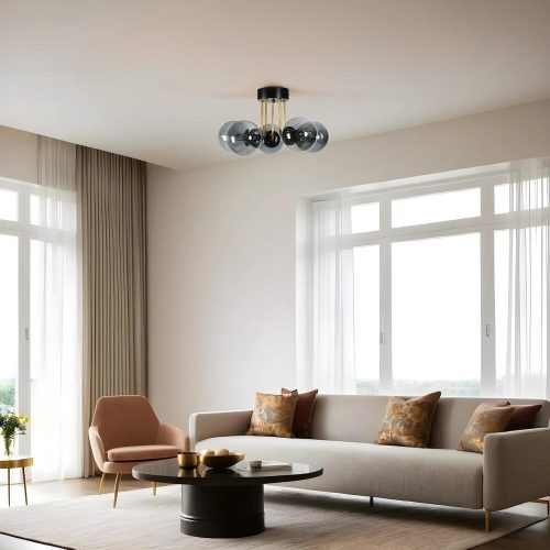 Elegant Metal Chandelier, 45 cm Diameter, 30 cm Height | Black & Fume Finish | E27 Socket, Max 40W | Stylish Lighting for Modern Spaces