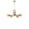 Elegant Amber & Gold Chandelier, Metal Body, 65 cm Diameter, 70 cm Height, E27 Socket (Max 40W), IP20 | Perfect for Modern Living Spaces & Dining Rooms