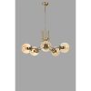 Elegant Amber & Gold Chandelier, Metal Body, 65 cm Diameter, 70 cm Height, E27 Socket (Max 40W), IP20 | Perfect for Modern Living Spaces & Dining Rooms