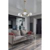 Elegant Metal Chandelier with Glass Cap, 65 cm Diameter, 70 cm Height | E27 Socket, Max 40W | White & Gold Finish, Perfect for Modern Interiors