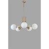 Elegant Metal Chandelier with Glass Cap, 65 cm Diameter, 70 cm Height | E27 Socket, Max 40W | White & Gold Finish, Perfect for Modern Interiors