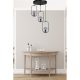 Industrial Scandinavian Chandelier, 70 cm Height, 30 cm Diameter | 100% Metal, Black Finish, E27 Socket, Max 40W | Stylish Lighting for Modern Spaces