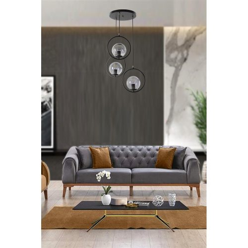 Industrial Scandinavian Chandelier, 70 cm Height, 30 cm Diameter | 100% Metal, Black Finish, E27 Socket, Max 40W | Stylish Lighting for Modern Spaces