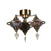 Elegant Oriental Chandelier, Metal Body with Glass Cap, 44 cm Length, 25/50 cm Diameter, E27 Socket Max 40W | Traditional Tiffany Design for Home Decor
