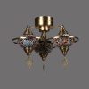 Elegant Oriental Chandelier, Metal Body with Glass Cap, 44 cm Length, 25/50 cm Diameter, E27 Socket Max 40W | Traditional Tiffany Design for Home Decor
