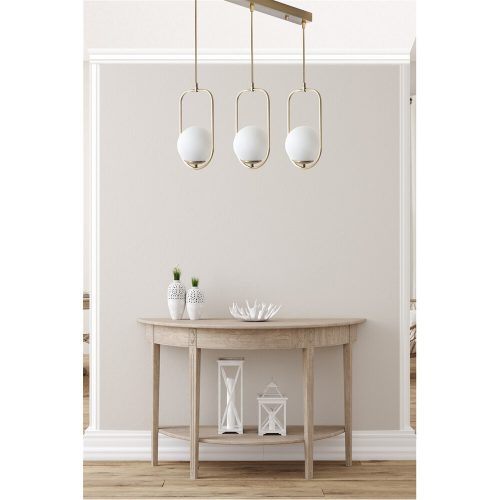 Elegant Scandinavian Chandelier, 55 cm Length, 70 cm Height | 100% Metal, Adjustable, White & Copper | Perfect for Glam Home Décor