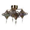 Elegant Oriental Chandelier, Metal Body with Glass Cap, 44 cm Length & 50 cm Diameter, E27 Socket Max 40W | Perfect for Traditional & Southwestern Decor