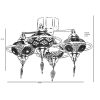 Elegant Oriental Chandelier, Metal Body with Glass Cap, 44 cm Length & 50 cm Diameter, E27 Socket Max 40W | Perfect for Traditional & Southwestern Decor