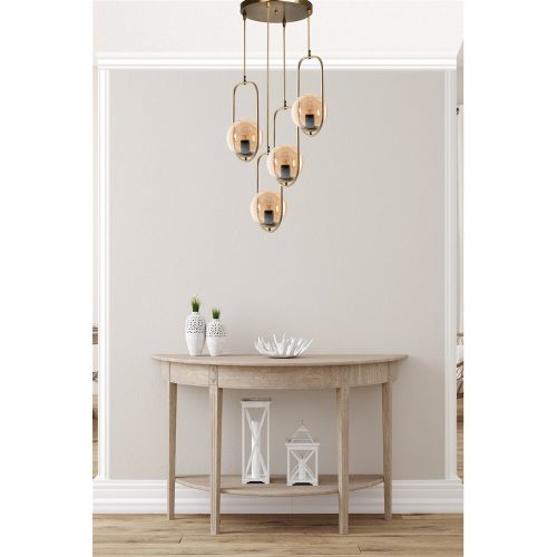 Glam Scandinavian Chandelier, 70 cm Height, 30 cm Diameter | 100% Metal, Copper Finish, E27 Socket, Max 40W | Elegant Lighting for Modern Spaces