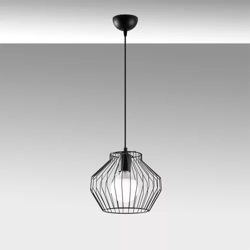 Opviq, 584TTM1419, Industrial black chandelier, metal body, 25 x 25 cm, height 116 cm, adjustable, E27 socket, elegant design for modern spaces, IP20 classification