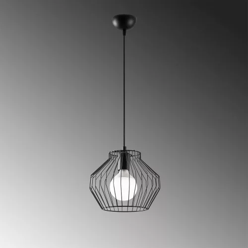 Opviq, 584TTM1419, Industrial black chandelier, metal body, 25 x 25 cm, height 116 cm, adjustable, E27 socket, elegant design for modern spaces, IP20 classification