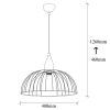 Modern Black Chandelier, 40 x 40 cm, Height 126 cm | Metal Body, Adjustable Height, E27 Socket, Elegant Design for Home & Office | IP20 Rated