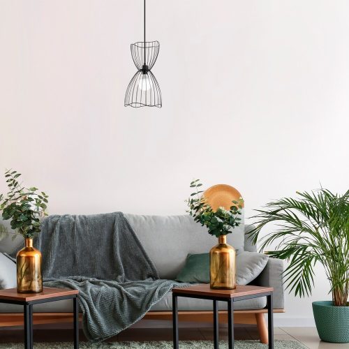 Industrial Black Chandelier, Adjustable Height 60-140 cm, Metal Body, 25 x 25 cm, E27 Socket Max 40W, Elegant Plain Design for Modern Spaces