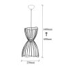 Industrial Black Chandelier, Adjustable Height 60-140 cm, Metal Body, 25 x 25 cm, E27 Socket Max 40W, Elegant Plain Design for Modern Spaces