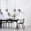 Industrial Chandelier, Metal Body with Glass Cap, 15x15 cm, Height 110 cm, Adjustable, E27 Socket, Black & Fume Finish | Stylish Lighting for Modern Spaces