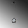 Industrial Chandelier, Metal Body with Glass Cap, 15x15 cm, Height 110 cm, Adjustable, E27 Socket, Black & Fume Finish | Stylish Lighting for Modern Spaces