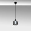 Industrial Chandelier, Metal Body with Glass Cap, 15x15 cm, Height 110 cm, Adjustable, E27 Socket, Black & Fume Finish | Stylish Lighting for Modern Spaces