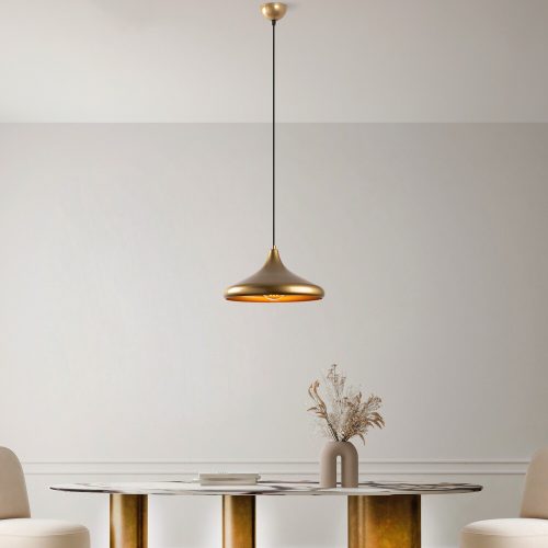Elegant Gold Chandelier, Metal Body, 35 cm Diameter, Adjustable Height 27-126 cm, E27 Socket, IP20 | Perfect for Modern Living Spaces & Dining Areas