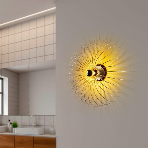 Elegant Gold Wall Lamp, 56 x 16 x 56 cm | Metal Body, Non-Adjustable Height, E27 Socket (Max 40W) | Stylish Lighting for Modern Interiors, IP20 Rated
