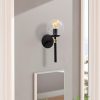Elegant Black Wall Lamp, Metal Body with Glass Cap, 15 x 20 cm, Height 37 cm, E27 Socket, IP20 | Perfect for Modern Hotels & Home Decor