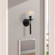 Elegant Black Wall Lamp, Metal Body with Glass Cap, 15 x 20 cm, Height 37 cm, E27 Socket, IP20 | Perfect for Modern Hotels & Home Decor