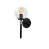 Elegant Black Wall Lamp, Metal Body with Glass Cap, 15 x 20 cm, Height 37 cm, E27 Socket, IP20 | Perfect for Modern Hotels & Home Decor