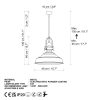 Elegant White Chandelier, Metal Body, Ø41 cm, Adjustable Height 45-130 cm, E27 Socket, Modern Design for Home & Office, IP20 Rated
