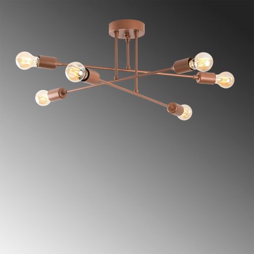 Opviq, 584TTM2105, Modern copper chandelier, 66 x 66 cm, height 27 cm | Metal housing, 6 x E27 Max 40W | Elegant design for home and office use, IP20 rated