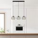 Industrial Chandelier, Black Metal Body, Adjustable Height 30-120 cm, 98 x 24 cm, 3 x E27 Max 40W, Elegant Design for Modern Spaces, IP20