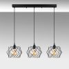 Industrial Chandelier, Black Metal Body, Adjustable Height 30-120 cm, 98 x 24 cm, 3 x E27 Max 40W, Elegant Design for Modern Spaces, IP20