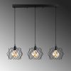 Industrial Chandelier, Black Metal Body, Adjustable Height 30-120 cm, 98 x 24 cm, 3 x E27 Max 40W, Elegant Design for Modern Spaces, IP20