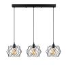 Industrial Chandelier, Black Metal Body, Adjustable Height 30-120 cm, 98 x 24 cm, 3 x E27 Max 40W, Elegant Design for Modern Spaces, IP20