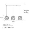 Industrial Chandelier, Black Metal Body, Adjustable Height 30-120 cm, 98 x 24 cm, 3 x E27 Max 40W, Elegant Design for Modern Spaces, IP20