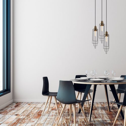 Modern Black Chandelier, 36 x 36 cm, Adjustable Height 130 cm | Metal Body, 3 x E27 Max 40W | Stylish Lighting for Home & Office Décor