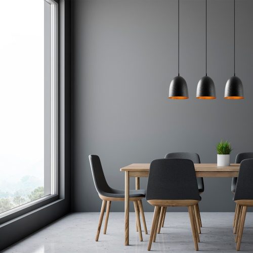 Modern Industrial Chandelier, Black Metal Body, 70 x 20 cm, Adjustable Height 125 cm, 3 x E27 Socket, Elegant Scandinavian Design for Home & Office