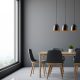 Modern Industrial Chandelier, Black Metal Body, 70 x 20 cm, Adjustable Height 125 cm, 3 x E27 Socket, Elegant Scandinavian Design for Home & Office