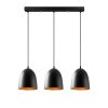 Modern Industrial Chandelier, Black Metal Body, 70 x 20 cm, Adjustable Height 125 cm, 3 x E27 Socket, Elegant Scandinavian Design for Home & Office