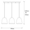 Modern Industrial Chandelier, Black Metal Body, 70 x 20 cm, Adjustable Height 125 cm, 3 x E27 Socket, Elegant Scandinavian Design for Home & Office
