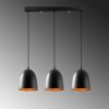 Modern Industrial Chandelier, Black Metal Body, 70 x 20 cm, Adjustable Height 125 cm, 3 x E27 Socket, Elegant Scandinavian Design for Home & Office
