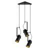 Industrial Black Chandelier, Metal Body, 40 x 40 cm, Height 126 cm, Adjustable, 3 x E27 Max 40W, IP20 | Perfect for Modern Home Decor & Lighting