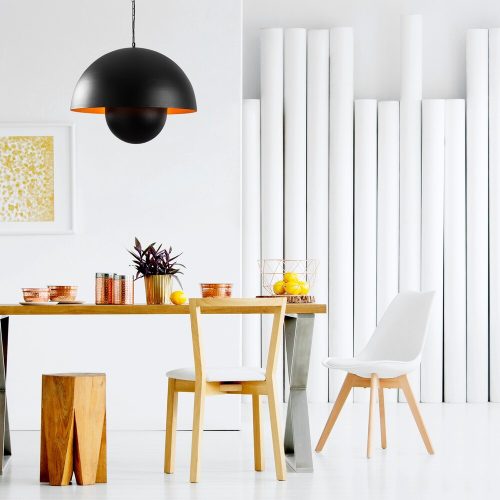Modern Industrial Chandelier, Black Metal Body, 60 x 60 cm, Height 101 cm | E27 Socket, Max 40W | Stylish Lighting for Scandinavian & Novelty Decor
