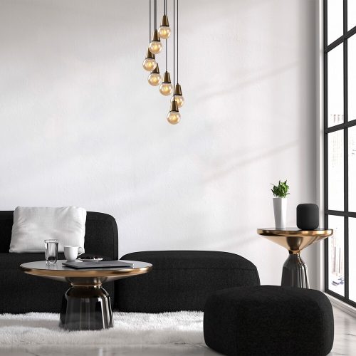 Elegant Vintage Chandelier, Metal Body, 50 x 50 cm, Adjustable Height 24-104 cm, 7 x E27 Max 40W, IP20 | Glamorous Lighting for Modern Spaces