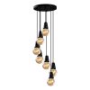 Industrial Chandelier, Black Metal Body, 50 x 50 cm, Adjustable Height 24-104 cm, 7 x E27 Max 40W, IP20 | Modern Plain Design for Home & Office