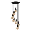 Industrial Chandelier, Black Metal Body, 50 x 50 cm, Adjustable Height 24-104 cm, 7 x E27 Max 40W, IP20 | Modern Plain Design for Home & Office
