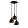 Modern Industrial Chandelier, Black Metal Body, 46 x 46 cm, Height 124 cm, Adjustable, 3 x E27 Max 40W | Stylish Lighting for Home & Office
